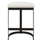 Modern Counter Stool | Matte Black | White Faux Leather Seat