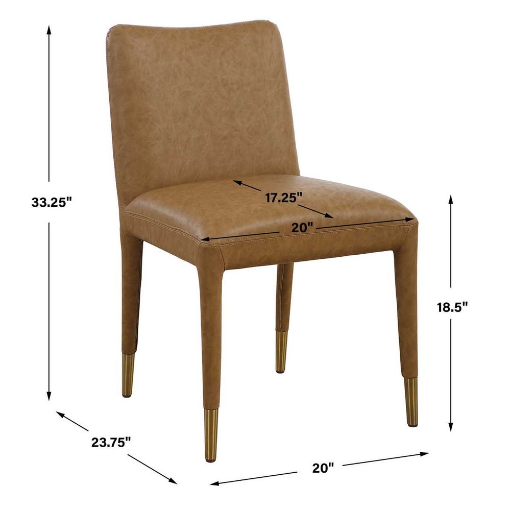 Modern Camel Dining Chair with Brass Ferrules (Priced: Set/2)