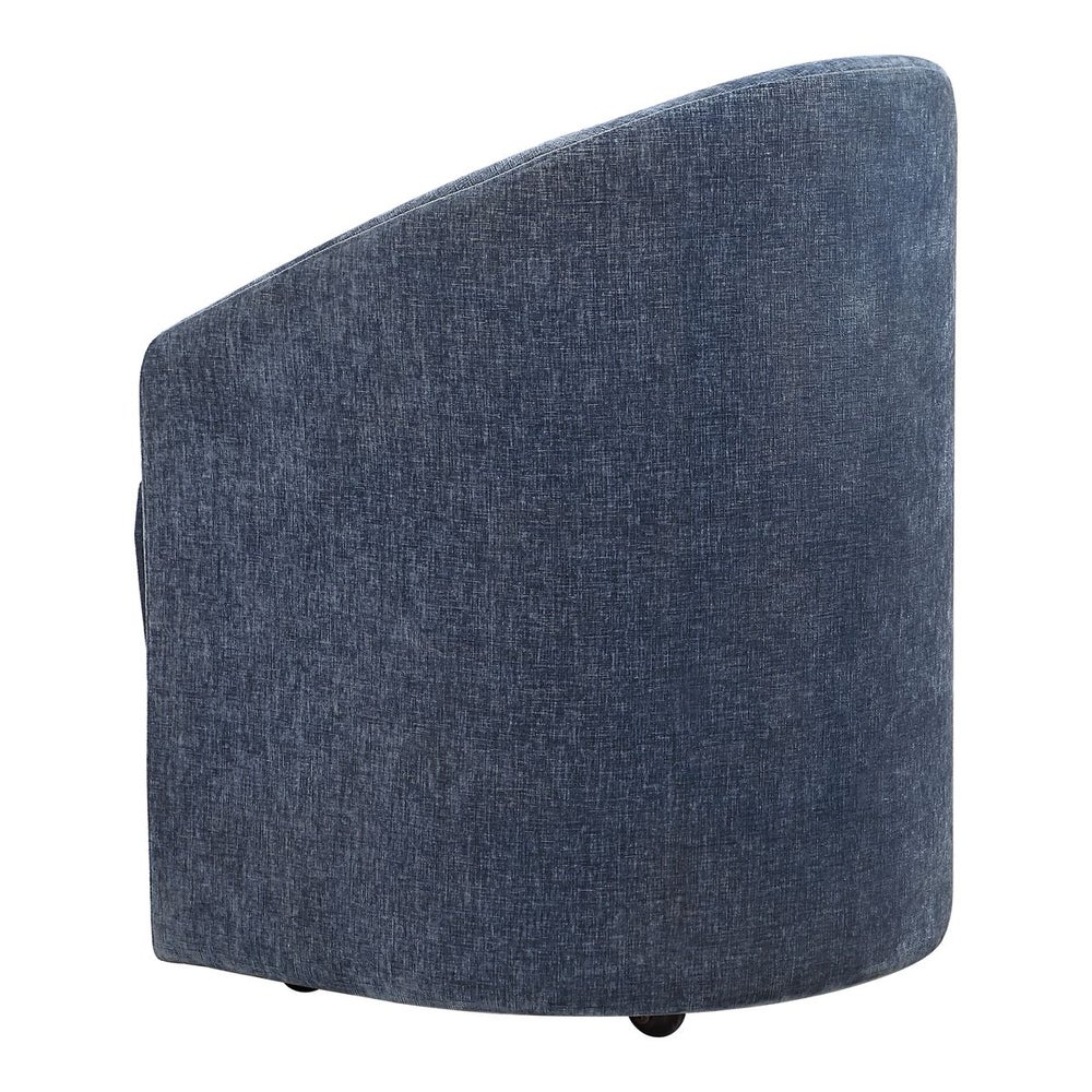 Velvet Barrel Back Dining Chair - Harbor Blue with Casters