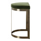 Luxury Velvet Counter Stool | Brushed Brass Base | Moss Green Upholstery