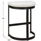 Modern Counter Stool | Matte Black | White Faux Leather Seat