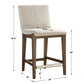 Elegant Linen Counter Stool | Light Walnut Wood Frame | Beige Performance Fabric