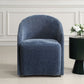 Velvet Barrel Back Dining Chair - Harbor Blue with Casters