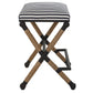 Coastal Counter Stool - Navy Striped Nautical Seat with Cushion