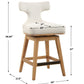 Modern Swivel Counter Stool | Off-White Textured Fabric and Oak Legs