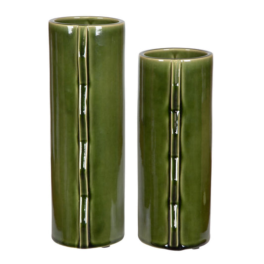 Green Ceramic Vases — Set of 2