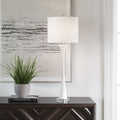 Ivory Buffet Lamp with Crystal and Nickel Accents