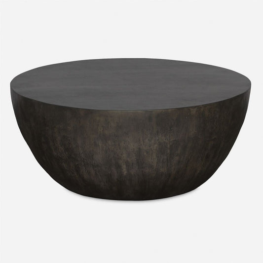 Minimalist Round Coffee Table | Aged Walnut Finish | Modern Design