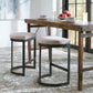 Modern Farmhouse Counter Stool | Matte Black Iron Base | Beige Linen Fabric