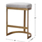 Iron Counter Stool | Antique Gold Leaf Finish | Beige Linen Fabric