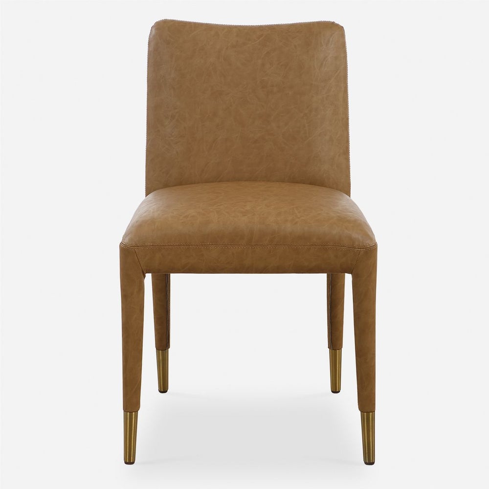 Modern Camel Dining Chair with Brass Ferrules (Priced: Set/2)