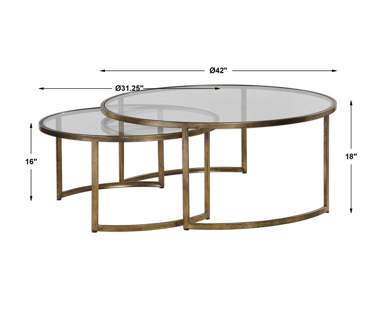 Luxurious Gold Nesting Coffee Tables | Hand Forged Iron | S/2