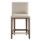 Elegant Linen Counter Stool | Light Walnut Wood Frame | Beige Performance Fabric