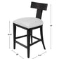 Modern Klismos Bar Stool | Charcoal Black Wood Frame | Stone White Fabric