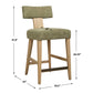 Casual Modern Counter Stool | Moss Green Fabric | Oak and Dark Bronze Accents