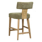 Casual Modern Counter Stool | Moss Green Fabric | Oak and Dark Bronze Accents