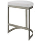 Coastal Counter Stool | Brushed Silver Base | White Linen Blend Fabric