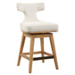 Modern Swivel Counter Stool | Off-White Textured Fabric and Oak Legs