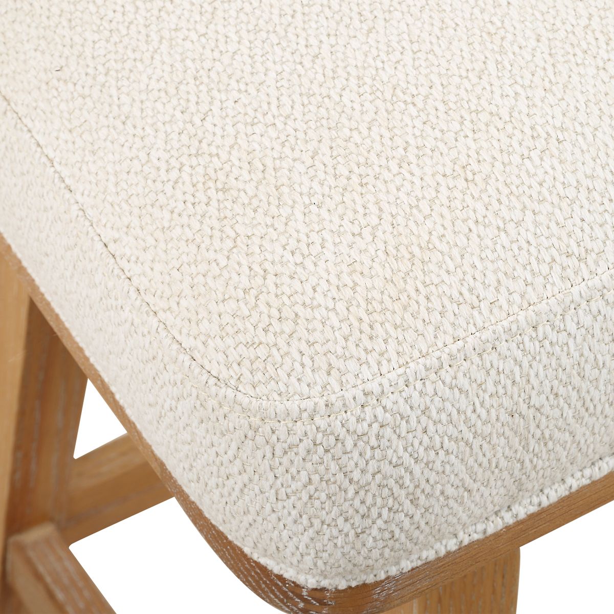 Modern Swivel Counter Stool | Off-White Textured Fabric and Oak Legs