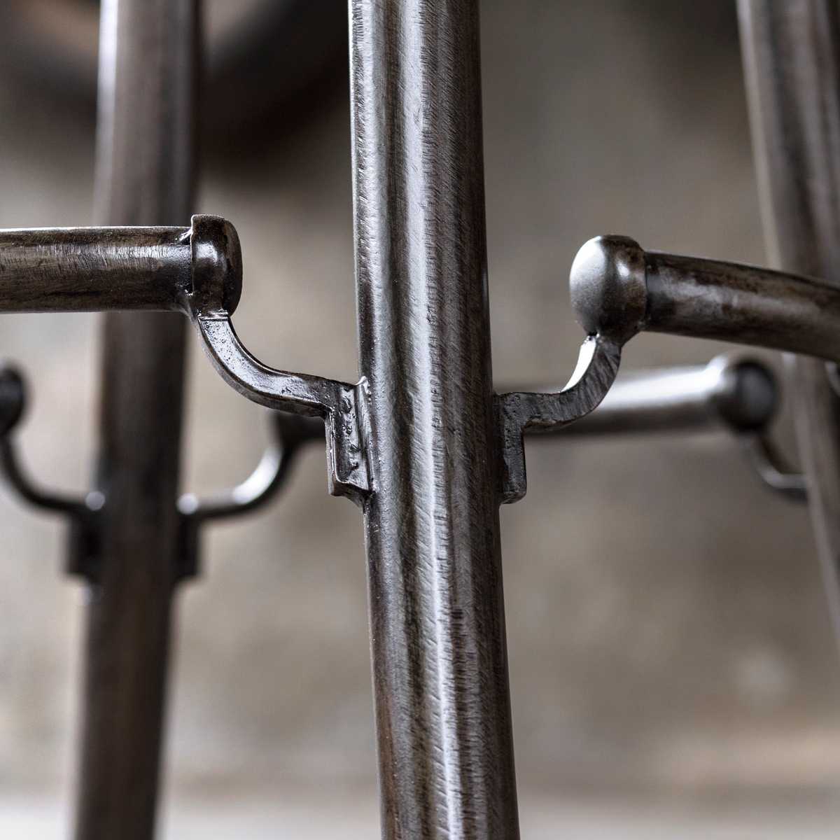 Wood Counter Stool | Dark Walnut | Industrial Iron Base