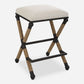 Nautical Counter Stool | Iron Frame &amp; Rope Accents | Oatmeal Cotton Cushion