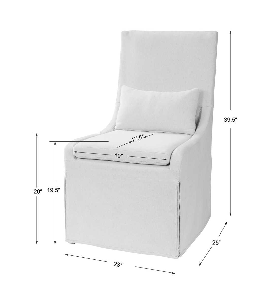 Casual Linen Armless Chair | Off-White Slipcover | Plush Cushion & Kidney Pillow