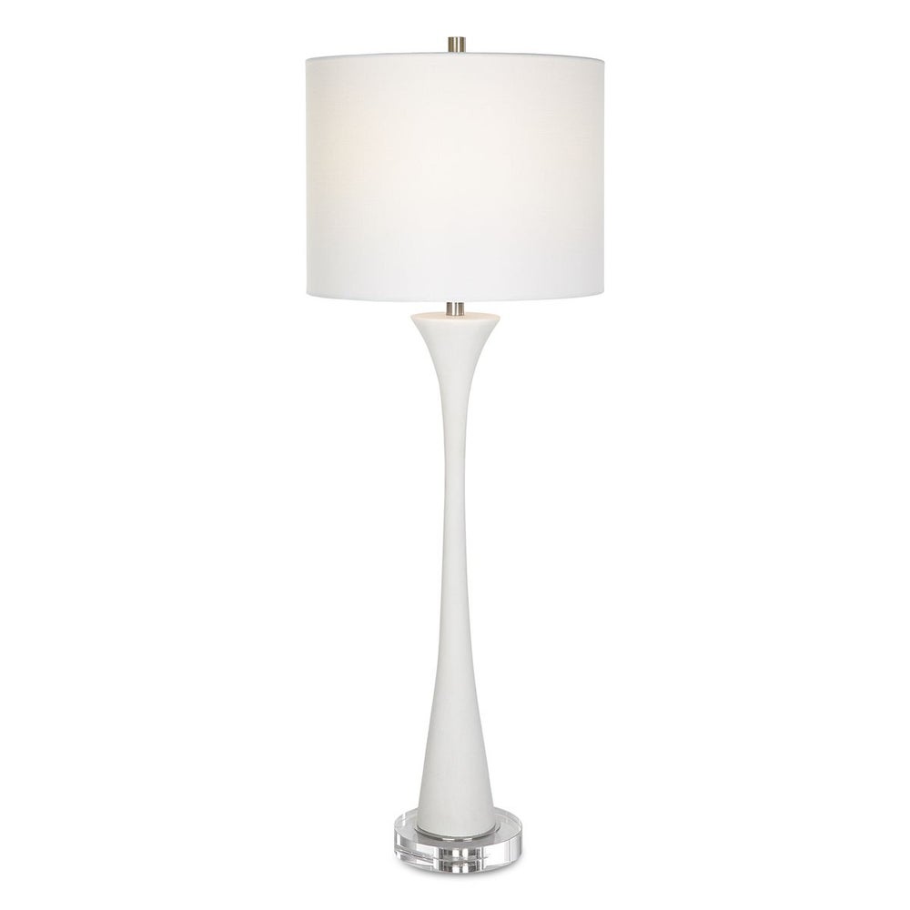 Ivory Buffet Lamp with Crystal and Nickel Accents