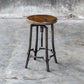 Wood Counter Stool | Dark Walnut | Industrial Iron Base