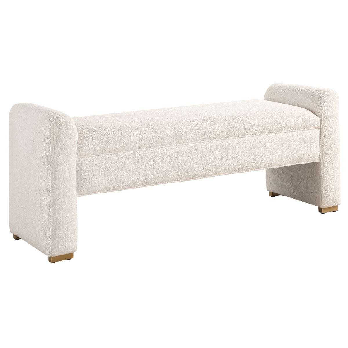 White upholstered bench on a white background