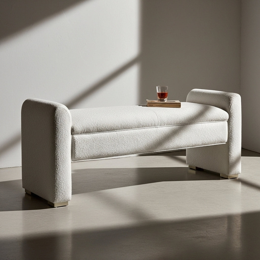 Ivory Boucle Bench