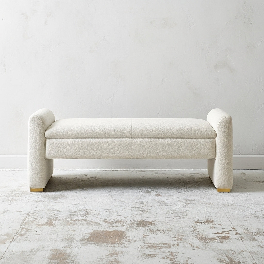 Ivory Boucle Bench