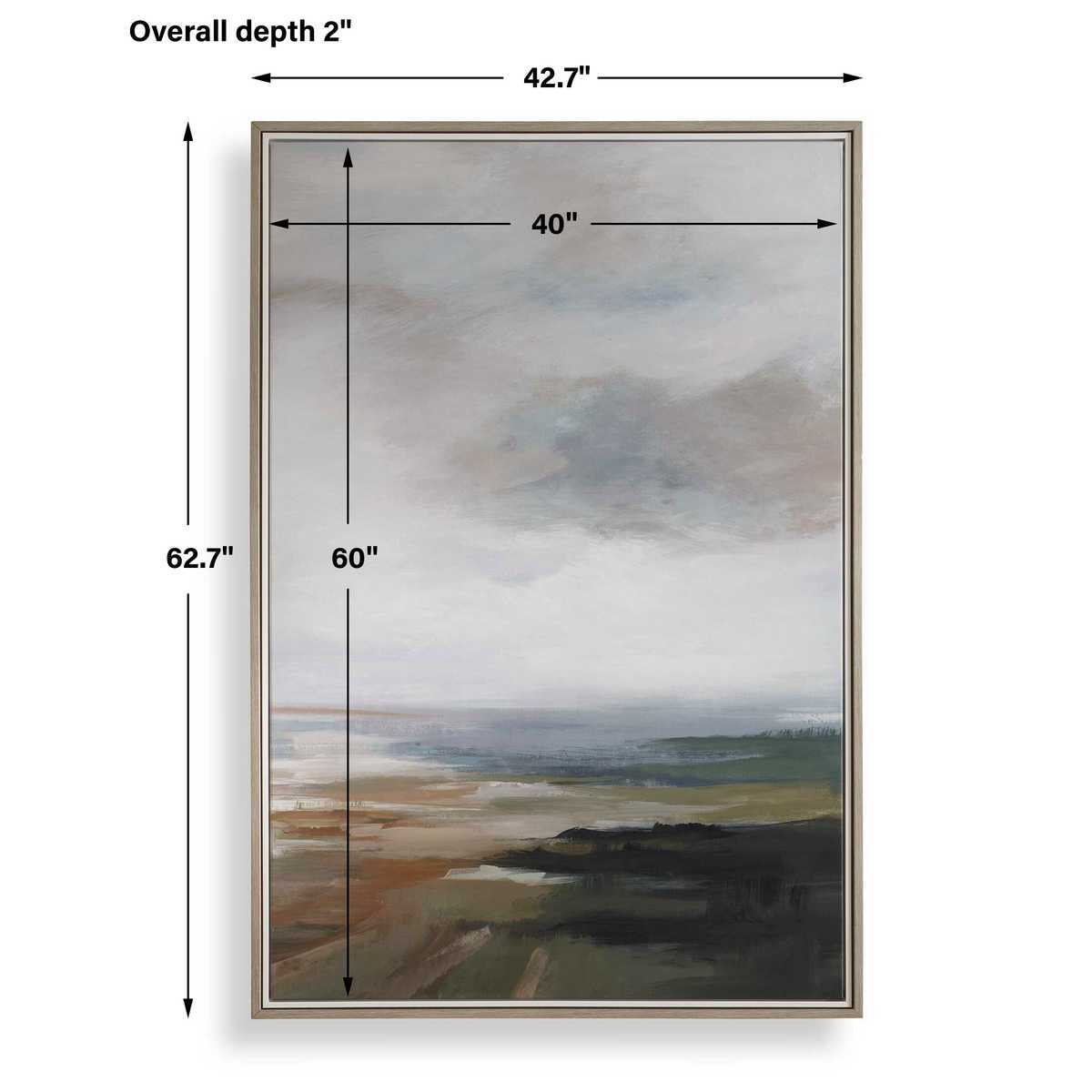Dimensions of abstract tall art blue and green.