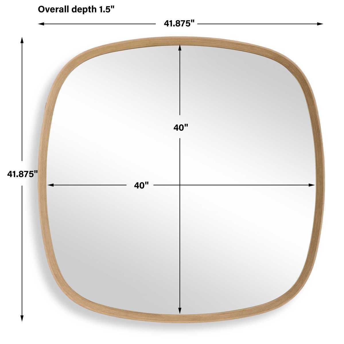 Measurement chart of a square mirror with dimensions labeled