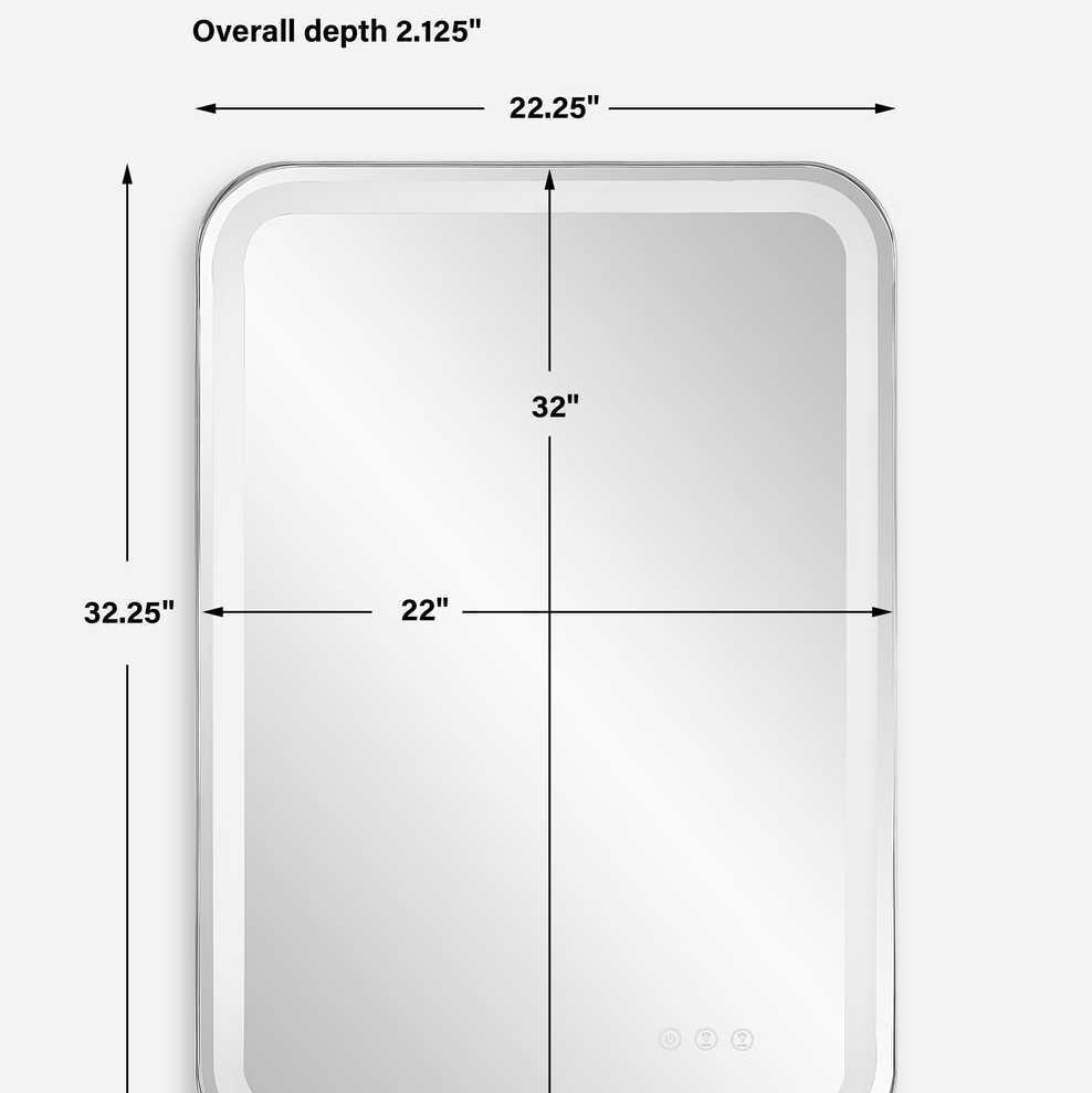 Dimensions of light up polished nickel mirror.