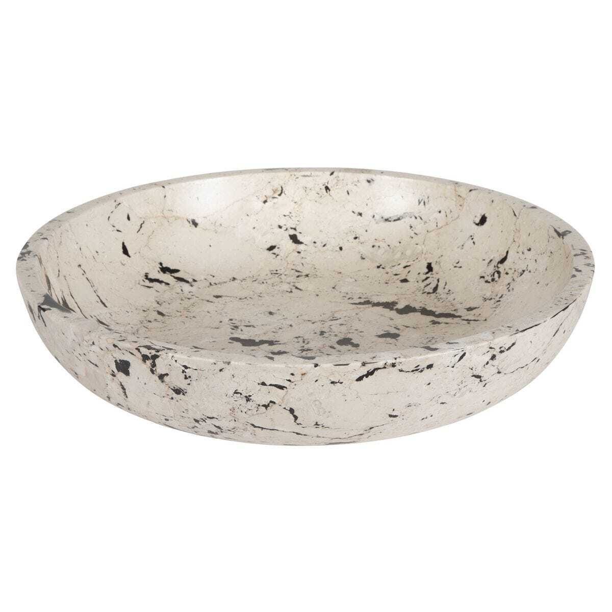 Limestone Wabi Sabi Bowl - Black and White Modern Centerpiece