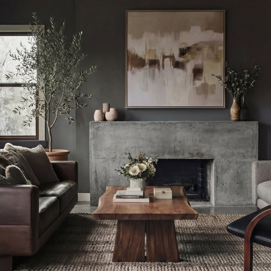 Wooden coffee table with unique base design on a white background