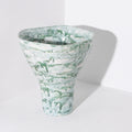 Marbled Ceramic Vase, Organic Shape, Sky Blue, Green