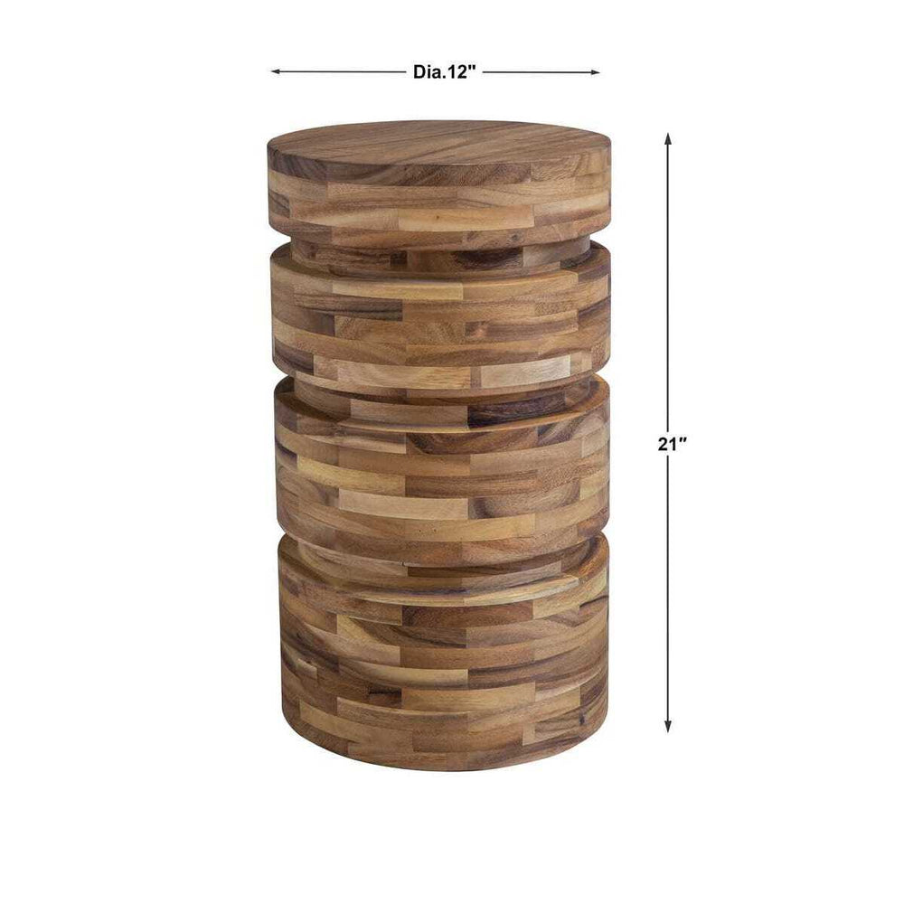 Wooden stool with dimensions on a white background