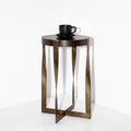 Mid Century Modern Accent Table, Walnut Top, Circular, 16" x 24"