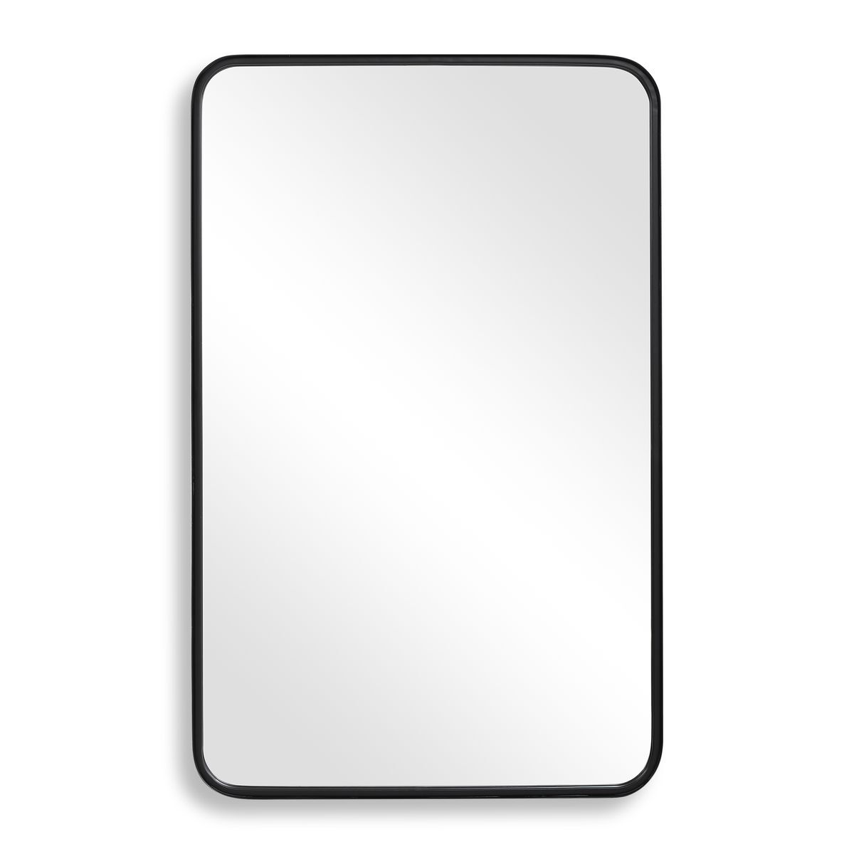 Rectangular mirror with a black frame on a white background