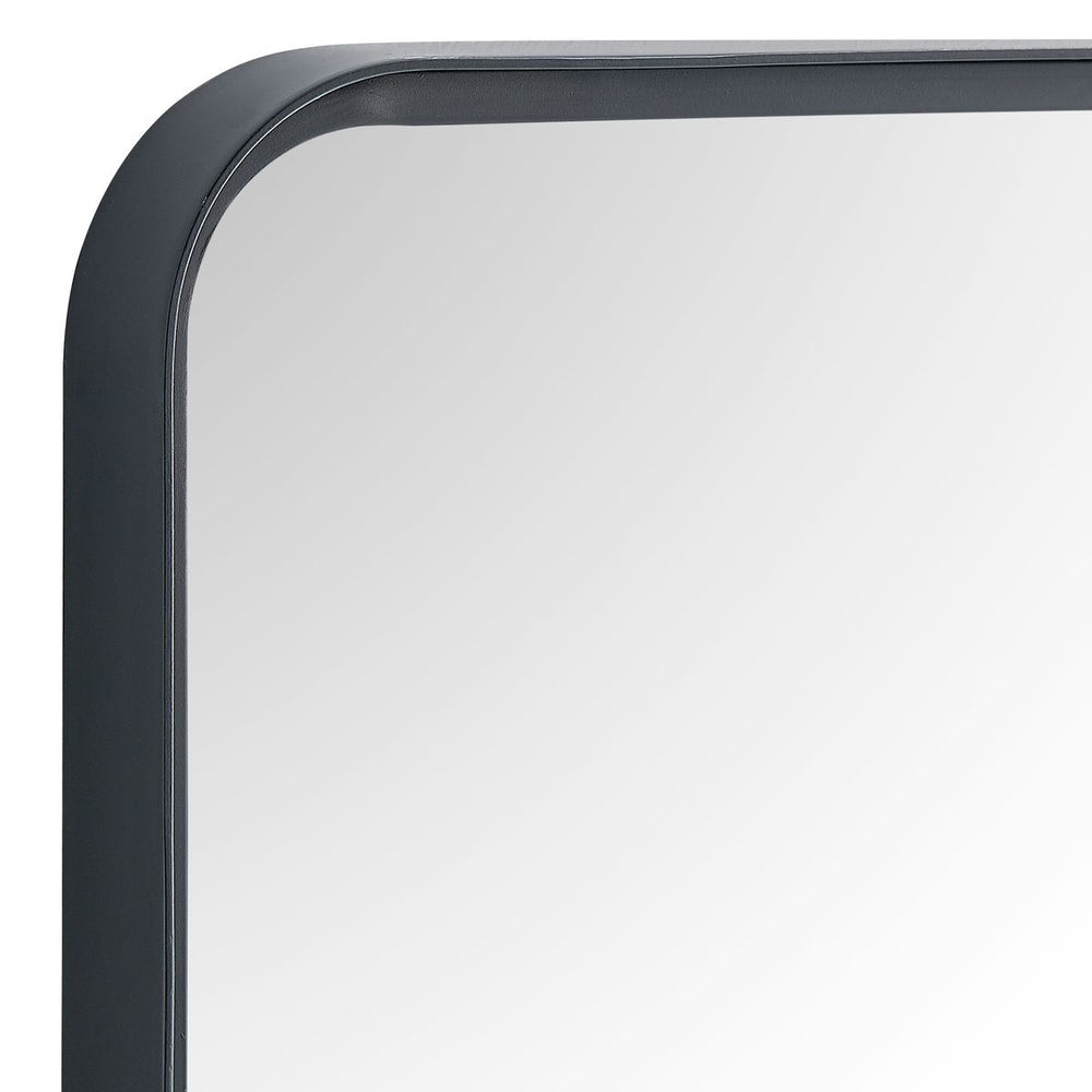 Rectangular mirror with a black frame on a white background