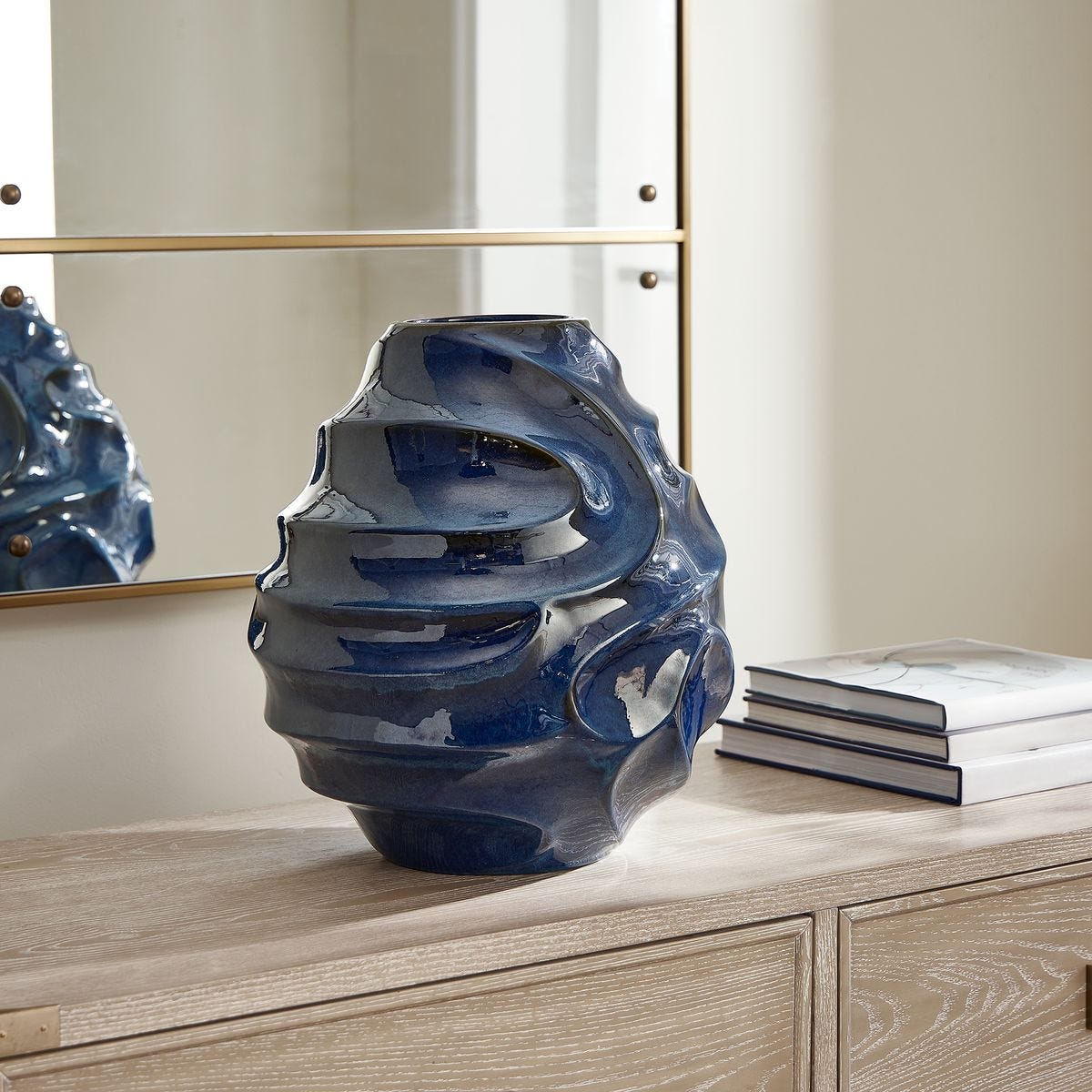 Modern Blue Ceramic Vase.