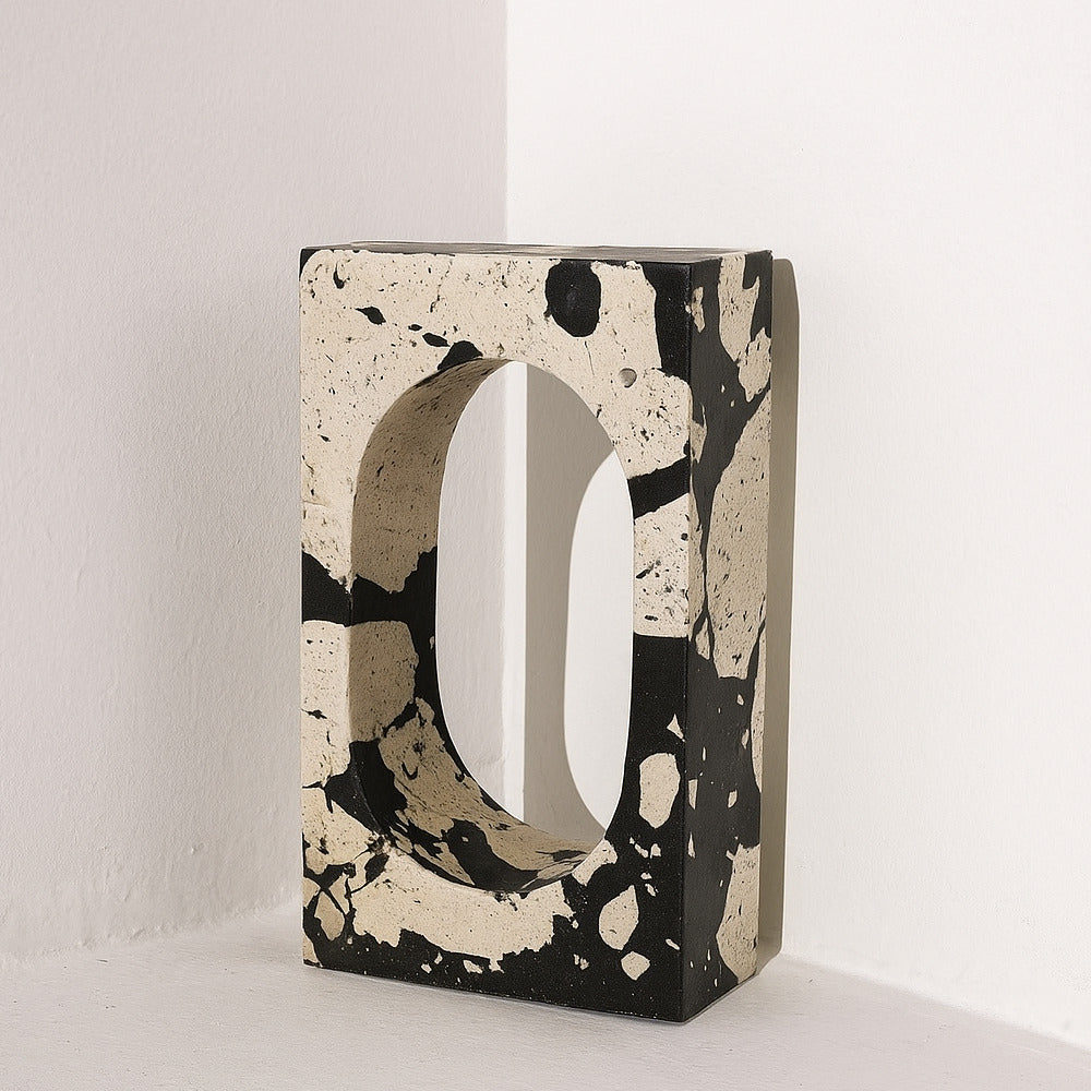Modern stone sculpture.