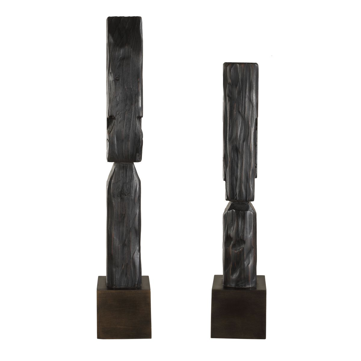 Modern wood sculpture.