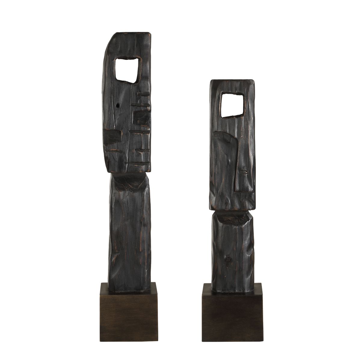 Modern wood sculpture.
