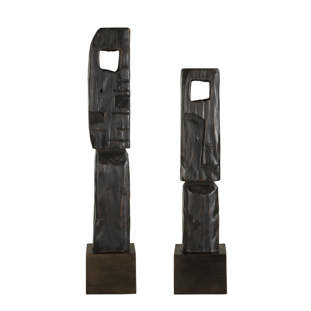 Modern wood sculpture.