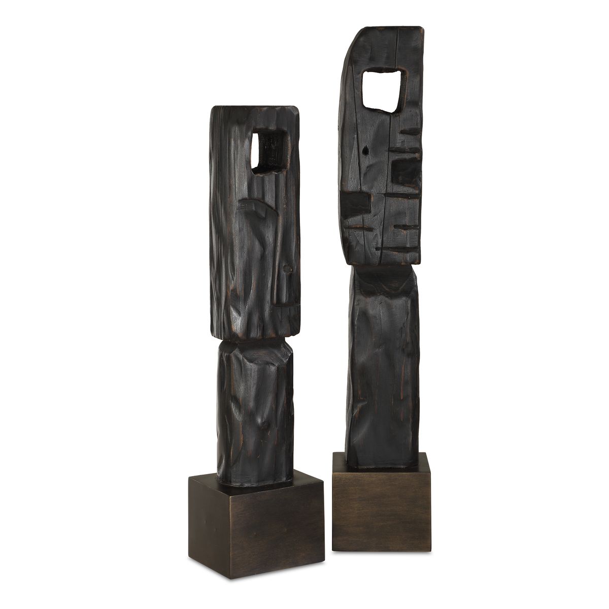 Modern wood sculpture.