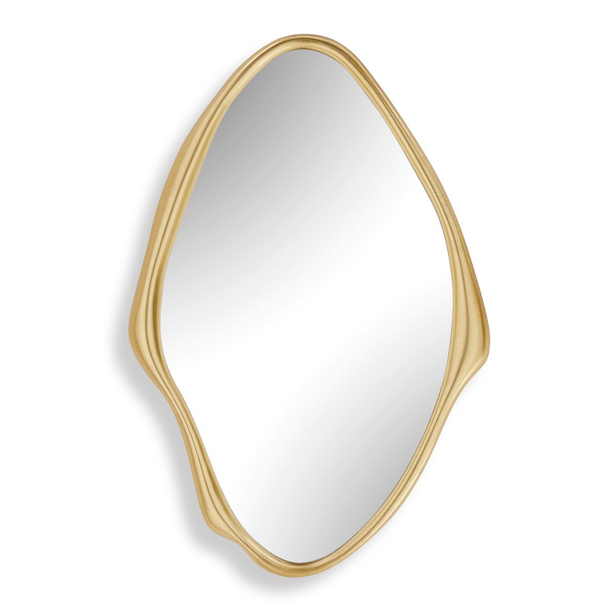 Gold-framed mirror on a white background
