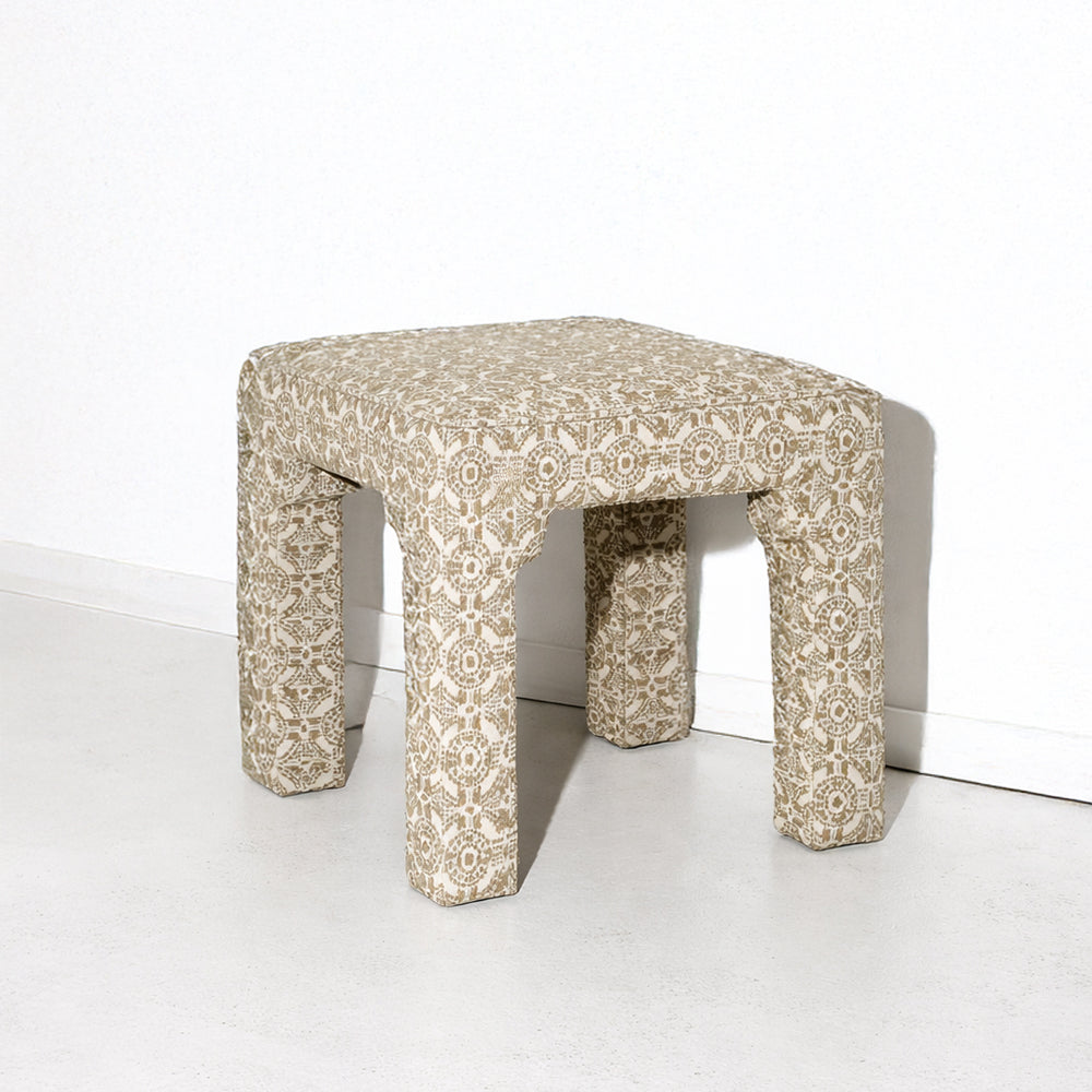 Olive green square bench seat for closet.