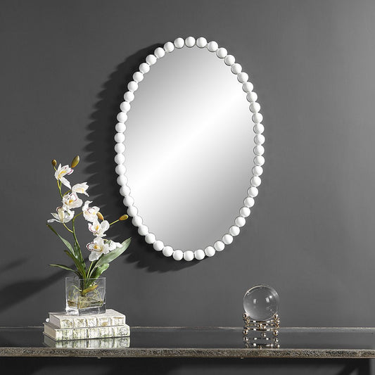Oval Beaded Mirror Frame